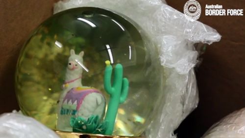 A sinister consignment of 15 snow globes filled with liquid meth worth $1 million sent from Canada has been intercepted in Sydney.