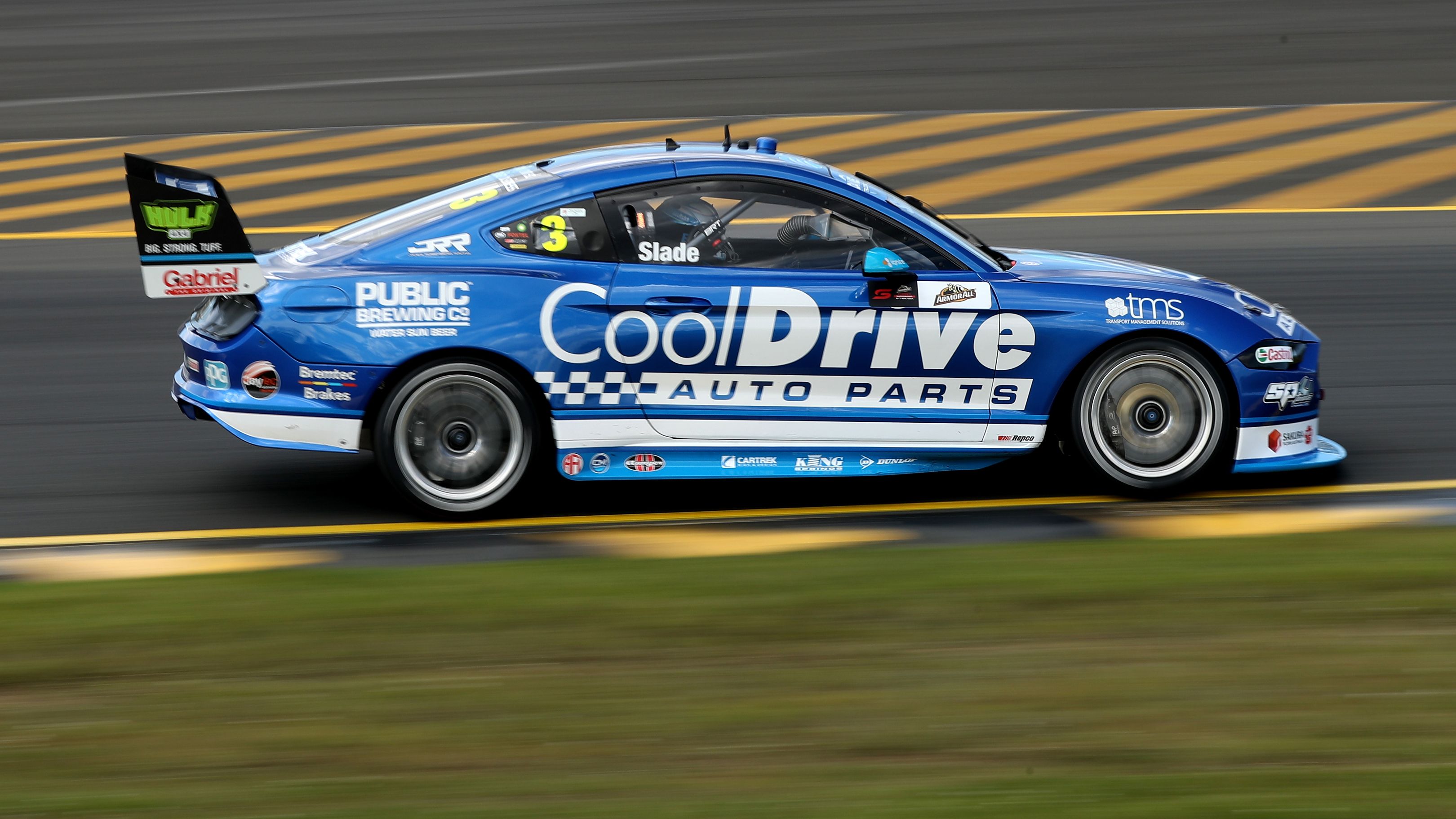 Tim Slade drives the #3 Blanchard Racing Team Ford Mustang in practice during the Sydney Super Night.