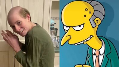 Left: teen boy with Mr. Burns haircut, Right: Mr. Burns.