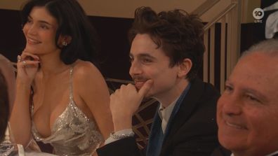 Timothee Chalamet and Kylie Jenner at the 2025 Golden Globe awards.