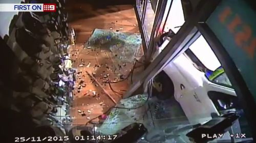 Security footage captured the ram raid. (9NEWS)