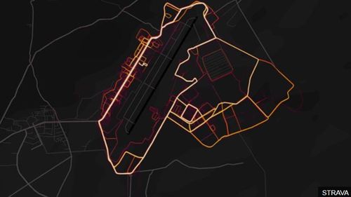 The Strava ap reveals the movements of US troops inside this Afghanistan base. (Image: Strava).