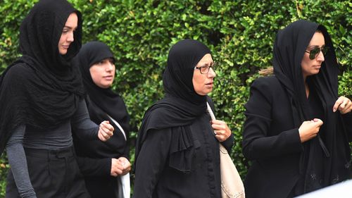Mourners gather for Mahmoud 'Mick' Hawi's funeral. (AAP)