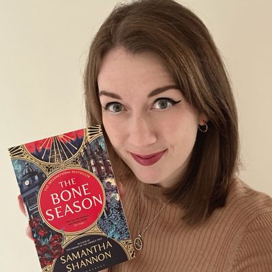 Samantha Shannon with a revised copy of The Bone Season.