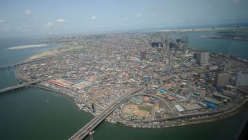 Aerial view of Lagos Island in Lagos, the commercial capital of Nigeria.