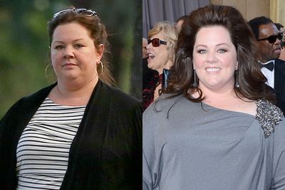 Regardless of her bizarre hairstyle, Melissa McCarthy looks so much brighter with a dash of colour and mascara.