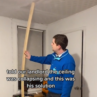 Landlord's bizarre solution to collapsing ceiling goes viral