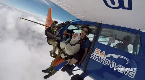 This is the third time Adelaide great grandmother Irene O'Shea has jumped out of a plane in the past three years.