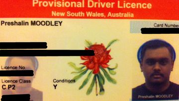 Sydney student Preshalin Moodley had no difficulties when he wore a colander on his head in his NSW licence photo. (Supplied)
