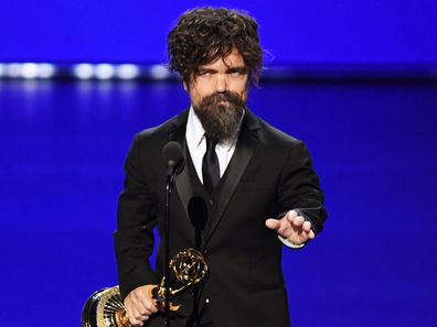 Peter Dinklage accepts his award at the 2019 Emmy Awards