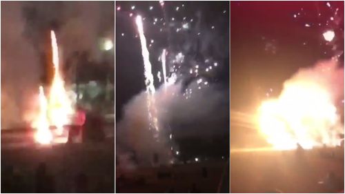 Witnesses captured the moment the sparkling display went awry. (9NEWS)