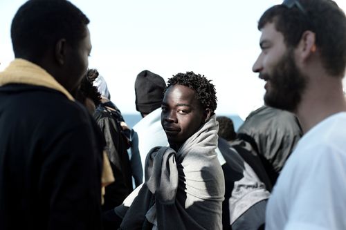 Hundreds of migrants have arrived in Spain after being left adrift at sea for a week. Picture: AP