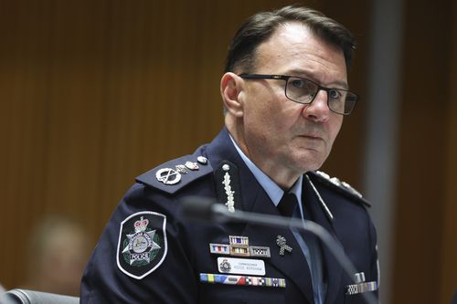 AFP Commissioner Reece Kershaw during a Senate Estimates hearing. 