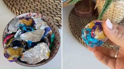 Easter egg wrappers need to be scrunched up into a ball to be recycled