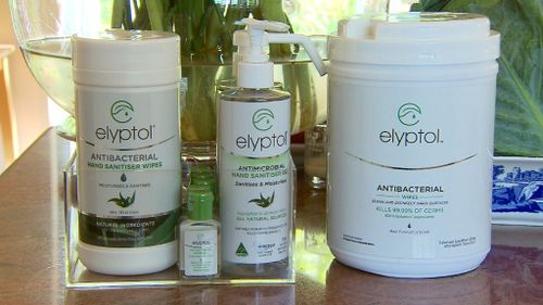 Elyptol's range of anti-microbial gels and wipes (9NEWS)
