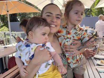 Nikolina and her two sons Noah and Leo Kharoufeh.