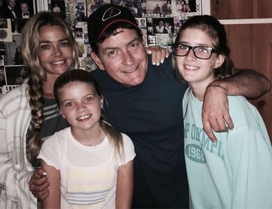 Denise Richards and Charlie Sheen with their daughters.