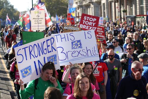 Protesters demanded a final say on the Brexit deal.