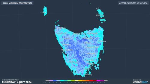 A weather station in Tasmania recorded its lowest-ever July temperature as high pressure builds over the state. A weather station at Liawenee registered a minimum temperature of -12.9C shortly after 6am AEST on Wednesday, according to to Weatherzone.