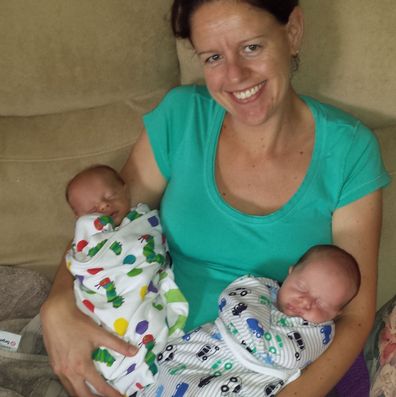 Rohanne Tiefel with twins Lucas and DOminic, before Lucas was diagnosed with Sanfilippo.