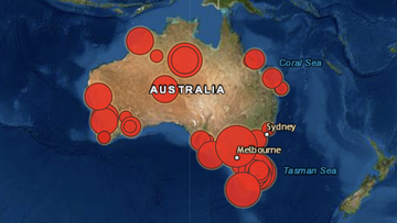 The locations of Australia&#x27;s most significant earthquakes.