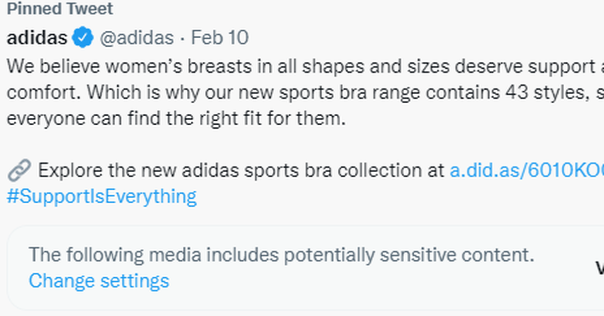 Adidas divides opinion with tweet of bare breasts in sports bra advert