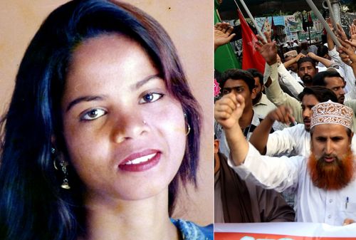 Pakistan Asia Bibi and some of the Muslim protesters who demanded her execution over a long running blasphemy case.