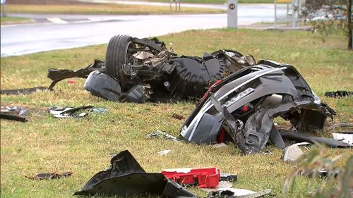 The back half of the car was ripped off in the horror crash. (9NEWS)