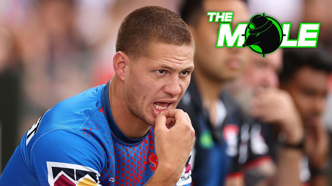 Newcastle Knights star Kalyn Ponga pictured on the bench