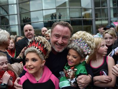 Michael Flatley, star of Riverdance and Lord of the Dance, makes an appearance during the World Irish Dancing Championships on April 10, 2022 in Belfast, Northern Ireland. 