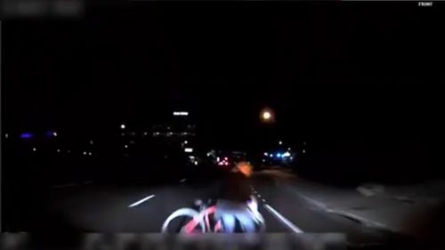 Terrifying dashcam footage has captured the moment an Uber autonomous car collided with 49-year-old Elaine Herzberg on a road in Arizona. Picture: Supplied.