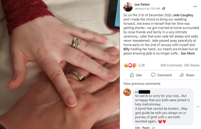 Lee shared the tragic news on Facebook.