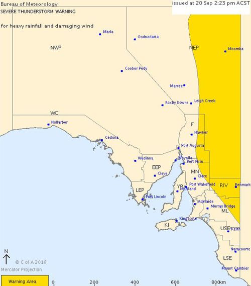 The warning covers much of north-eastern South Australia. (BoM)