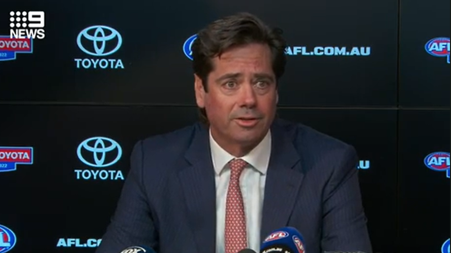 Gillon McLachlan tears up announcing he'll step down as AFL CEO at season's end