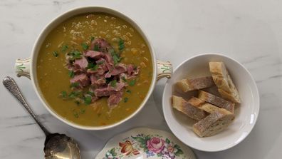 Old school pea and ham soup is like a warm cuddle