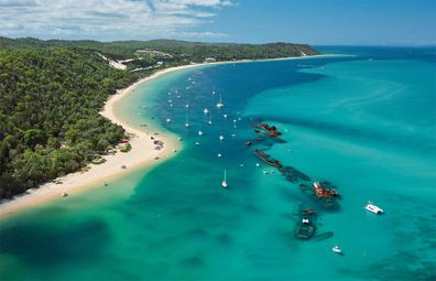 Tangalooma wrecks from above