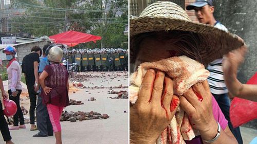 Armed police attacked villagers, many of whom are pensioners, during the attempted lockdown of Wukan village. (AAP/ABC)