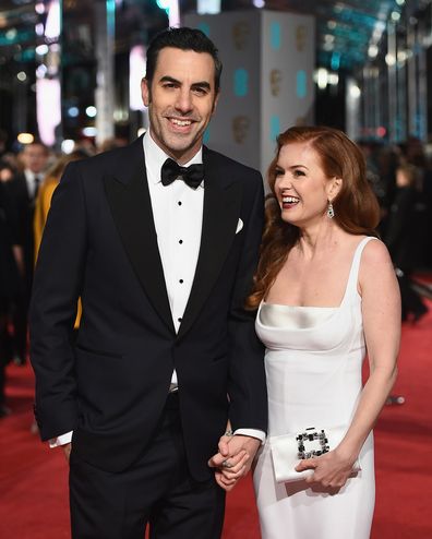 Sacha Baron Cohen and Isla Fisher attends the EE British Academy Film Awards at the Royal Opera House on February 14, 2016 in London, England.