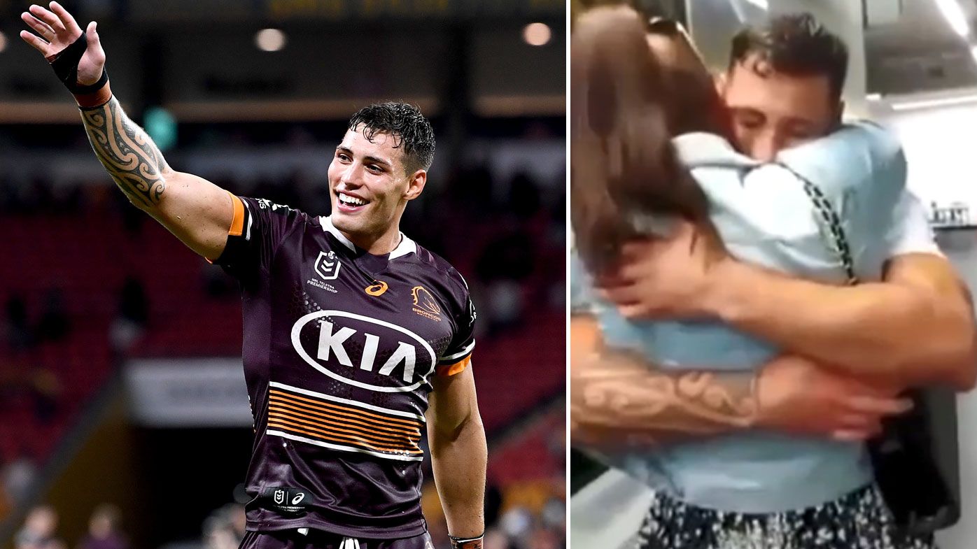 Broncos young gun Jordan Riki reunited with his family for first time since 2019