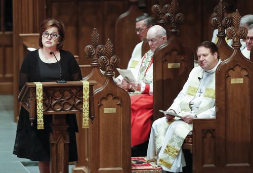 Dorothy "Doro" Bush Koch speaks during the funeral for her mother. (AAP)