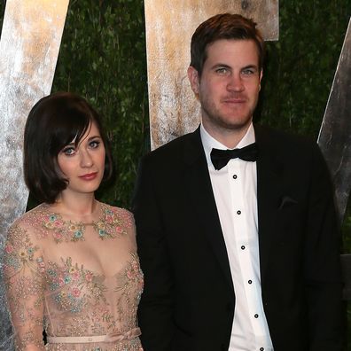 Zooey Deschanel and Ben Gibbard attend the Vanity Fair Oscar Party at the Sunset Tower Hotel on February 24, 2013 in West Hollywood, California.