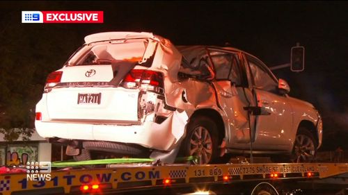 A stolen vehicle in ruins after being crashed by a gang of youths.