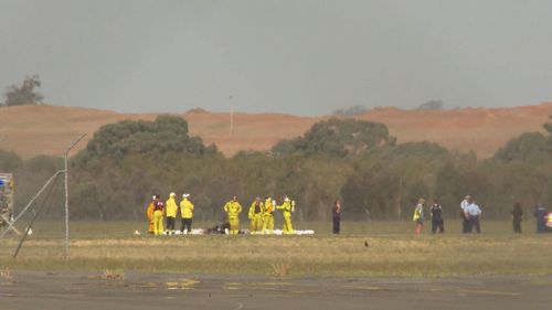 A plane has burst into flames at Wagga Wagga Aiport.