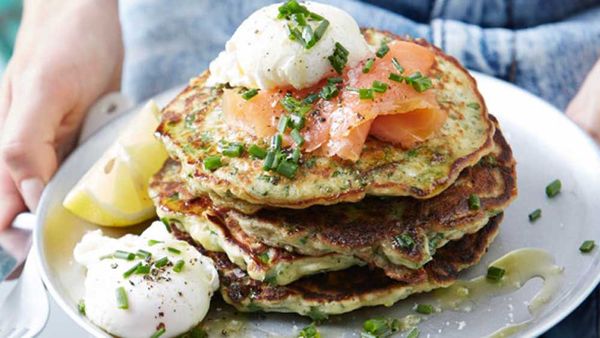 Chive, kale and Parmesan pancakes