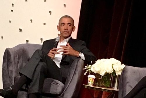 Former US President Barack Obama has spoken at an exclusive dinner in Sydney overnight, attended by around 200 people. Picture: Twitter.
