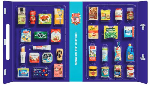 Coles Little Shop collection, miniature plastic replicas of Australian supermarket products. 