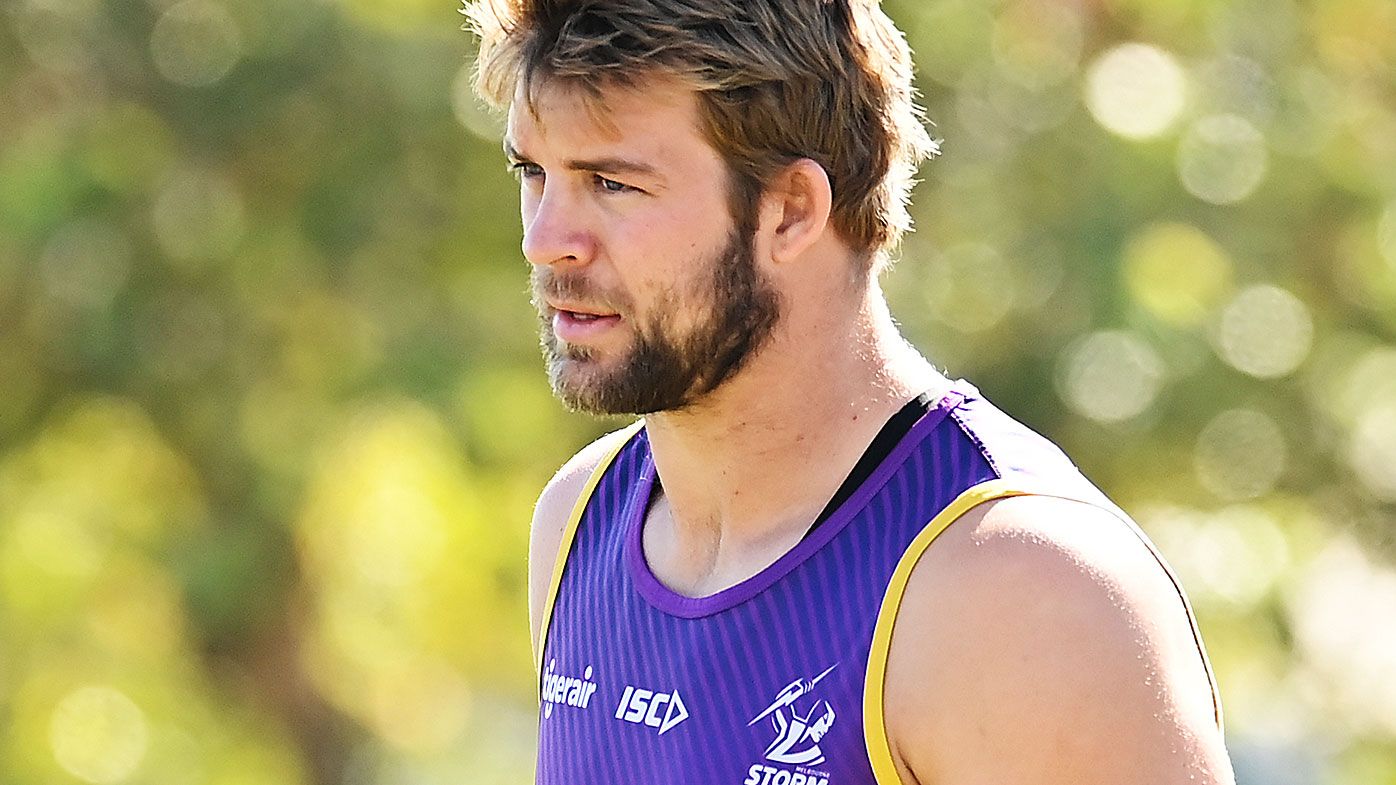 Christian Welch is seen during a Melbourne Storm NRL training session at Sunshine Coast Stadium 