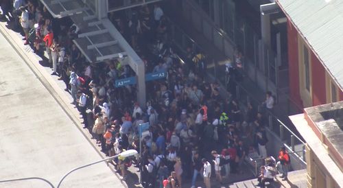 Crowds of people at Parramatta station amid major delays on Sydney trains.