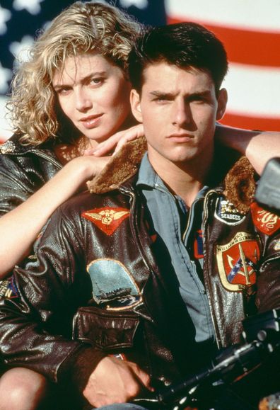 Tom Cruise and Kelly McGillis in Top Gun.