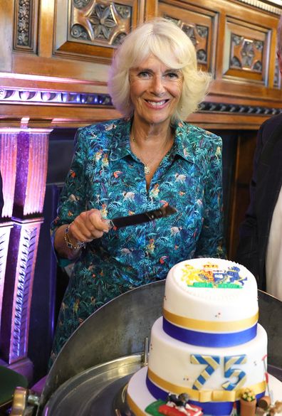 Camilla, Duchess of Cornwall during The Oldie Luncheon, in celebration of her 75th Birthday at National Liberal Club on July 12, 2022 in London, England 